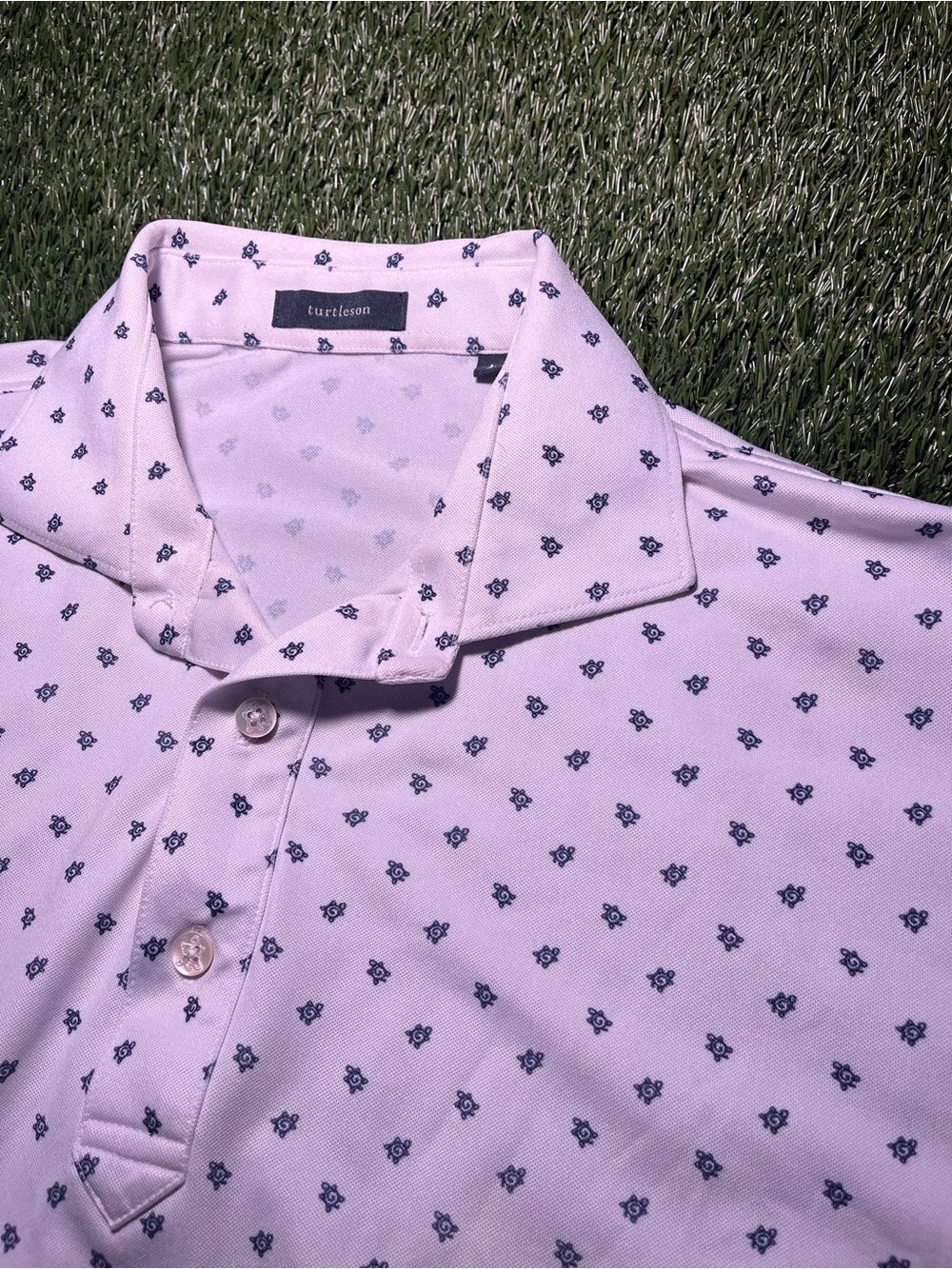 Men’s Large Turtleson Golf White Printed Polo Shirt
